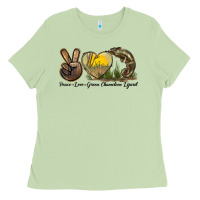Matcha Peace Love Green Chameleon Lizard Ladies Tee - LillyAllenDesigns