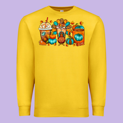 Thanksgiving Coffee Cups Premium Sweatshirt Designed By Fadigitalartstudio