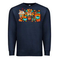 Navy Thanksgiving Coffee Cups Premium Sweatshirt - FaDigitalArtStudio