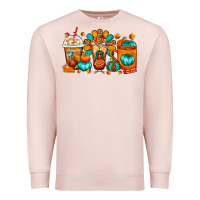 Pale Pink Thanksgiving Coffee Cups Premium Sweatshirt - FaDigitalArtStudio