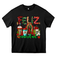 Feliz Navidad Lady Of Guadalupe Christmas Coffee Heavy Core Tee | Teevron