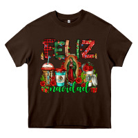 Chocolate Brown feliz navidad lady of Guadalupe christmas coffee Heavy Core Tee - Jasminsmagicworld