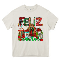Cream feliz navidad lady of Guadalupe christmas coffee Heavy Core Tee - Jasminsmagicworld