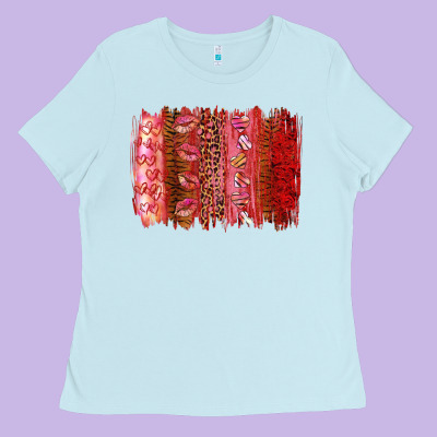 Valentine's Day Brushstrokes Ladies Tee Designed By Ranaportraitstore