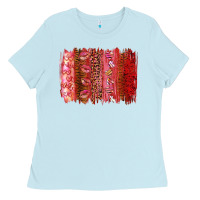 Baby Blue Valentine's Day Brushstrokes Ladies Tee - RanaPortraitStore