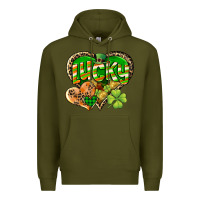 Army Green Lucky heart St. Patrick's Day Premium Hoodie - CowGirlArtShop