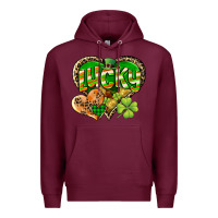 Burgundy Lucky heart St. Patrick's Day Premium Hoodie - CowGirlArtShop