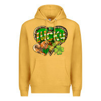 Mustard Lucky heart St. Patrick's Day Premium Hoodie - CowGirlArtShop
