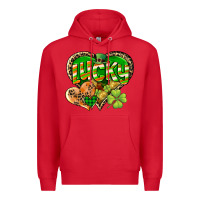 Red Lucky heart St. Patrick's Day Premium Hoodie - CowGirlArtShop
