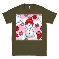 Army Green cute snowman and snow flakes seamless pattern bbs Classic Tee - BundleAndBundleShop