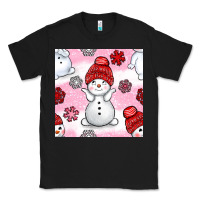 Black cute snowman and snow flakes seamless pattern bbs Classic Tee - BundleAndBundleShop