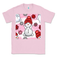 Bubblegum Pink cute snowman and snow flakes seamless pattern bbs Classic Tee - BundleAndBundleShop