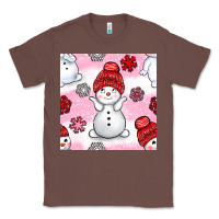 Chestnut cute snowman and snow flakes seamless pattern bbs Classic Tee - BundleAndBundleShop