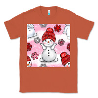 Copper cute snowman and snow flakes seamless pattern bbs Classic Tee - BundleAndBundleShop
