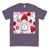 Lavender cute snowman and snow flakes seamless pattern bbs Classic Tee - BundleAndBundleShop