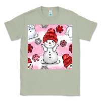 Matcha cute snowman and snow flakes seamless pattern bbs Classic Tee - BundleAndBundleShop