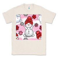 Natural cute snowman and snow flakes seamless pattern bbs Classic Tee - BundleAndBundleShop