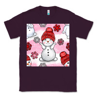 Plum cute snowman and snow flakes seamless pattern bbs Classic Tee - BundleAndBundleShop