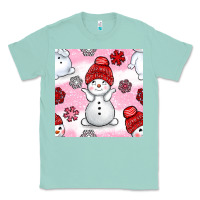 Seafoam cute snowman and snow flakes seamless pattern bbs Classic Tee - BundleAndBundleShop