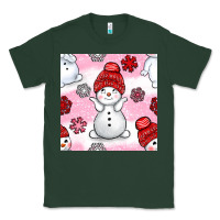 Sports Green cute snowman and snow flakes seamless pattern bbs Classic Tee - BundleAndBundleShop