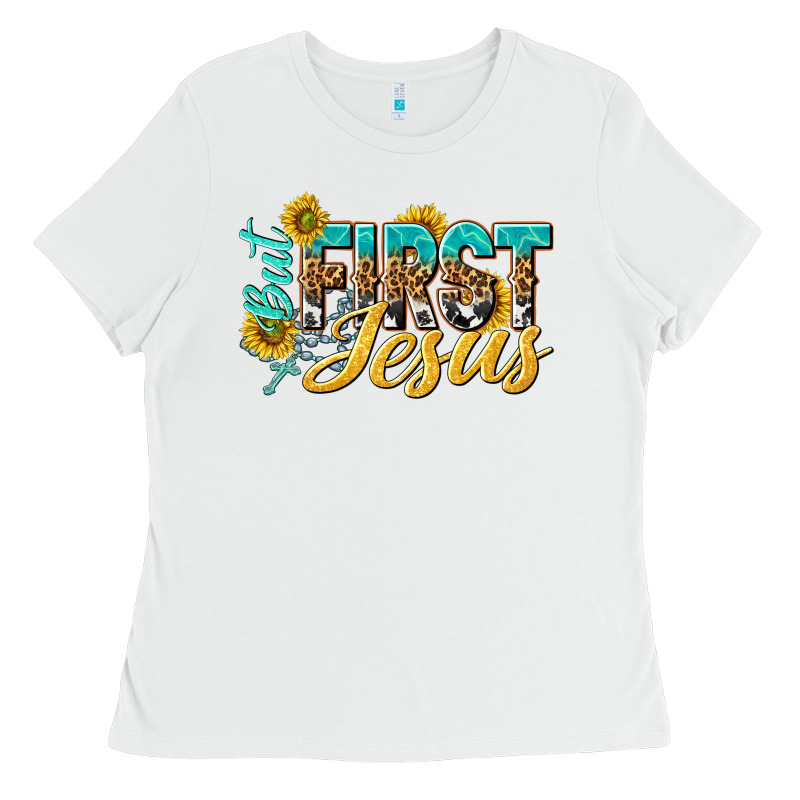 But First Jesus Ladies Tee by NancyCooperArtShop | Teevron