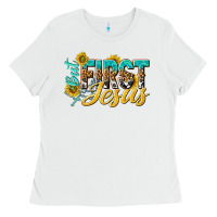 White but first jesus Ladies Tee - NancyCooperArtShop