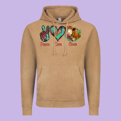Peace Love Cows Vintage Hoodie Designed By Jasminsmagicworld