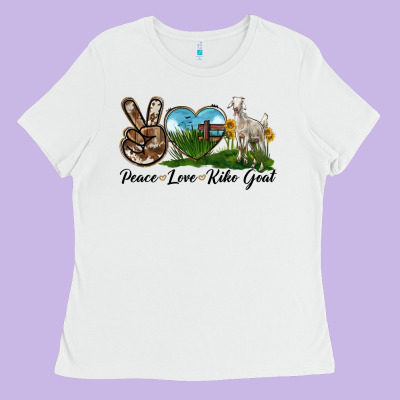 Peace Love Kiko Goat Ladies Tee Designed By Lillyallendesigns