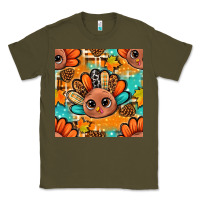 Army Green thanksgiving turkey and cone with tartan seamless pattern bbs Classic Tee - BundleAndBundleShop