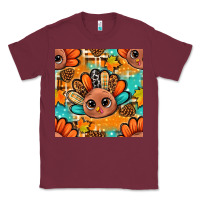 Burgundy thanksgiving turkey and cone with tartan seamless pattern bbs Classic Tee - BundleAndBundleShop
