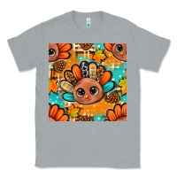 Heather Grey thanksgiving turkey and cone with tartan seamless pattern bbs Classic Tee - BundleAndBundleShop