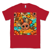 Red thanksgiving turkey and cone with tartan seamless pattern bbs Classic Tee - BundleAndBundleShop