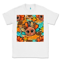 White thanksgiving turkey and cone with tartan seamless pattern bbs Classic Tee - BundleAndBundleShop