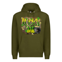 Army Green lucky me st. patricks day Premium Hoodie - HowdyJamesFarm