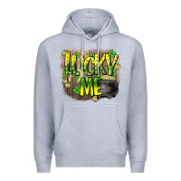Heather Grey lucky me st. patricks day Premium Hoodie - HowdyJamesFarm