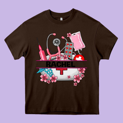 Costom Name Nurse Hat And Elements Heavy Core Tee Designed By Adodesignshop