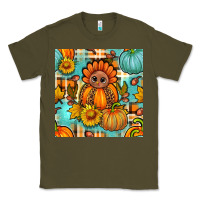 Army Green thanksgiving turkey with tartan seamless pattern bbs Classic Tee - BundleAndBundleShop