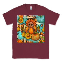 Burgundy thanksgiving turkey with tartan seamless pattern bbs Classic Tee - BundleAndBundleShop