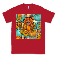 Red thanksgiving turkey with tartan seamless pattern bbs Classic Tee - BundleAndBundleShop