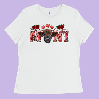Valentine's Day Mini Black Highland Calf Ladies Tee Designed By Ranaportraitstore