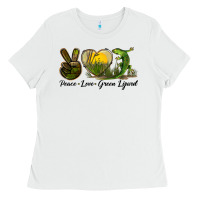 White peace love green lizard Ladies Tee - LillyAllenDesigns
