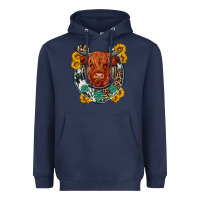 Navy western leopard cowhide cow horseshoe Heavyweight Hoodie - OliviaCreatesArt