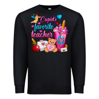 Black Cupid's Favorite Teacher Valentine's Day Frappe Premium Sweatshirt - FaDigitalArtStudio