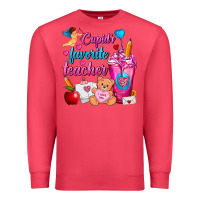Cardinal Cupid's Favorite Teacher Valentine's Day Frappe Premium Sweatshirt - FaDigitalArtStudio