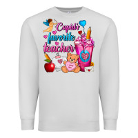 Dove Grey Cupid's Favorite Teacher Valentine's Day Frappe Premium Sweatshirt - FaDigitalArtStudio