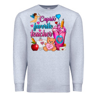 Heather Grey Cupid's Favorite Teacher Valentine's Day Frappe Premium Sweatshirt - FaDigitalArtStudio