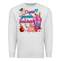 Oatmeal Heather Cupid's Favorite Teacher Valentine's Day Frappe Premium Sweatshirt - FaDigitalArtStudio