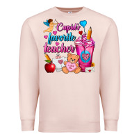 Pale Pink Cupid's Favorite Teacher Valentine's Day Frappe Premium Sweatshirt - FaDigitalArtStudio