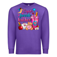 Purple Cupid's Favorite Teacher Valentine's Day Frappe Premium Sweatshirt - FaDigitalArtStudio
