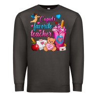 Smoke Cupid's Favorite Teacher Valentine's Day Frappe Premium Sweatshirt - FaDigitalArtStudio